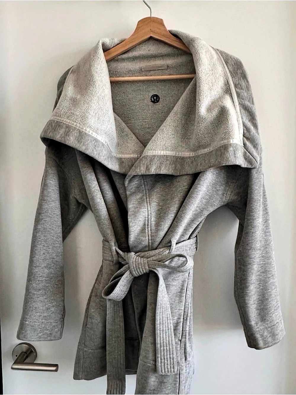 lululemon Softstreme Belted Wrap Gray Hooded Jacket